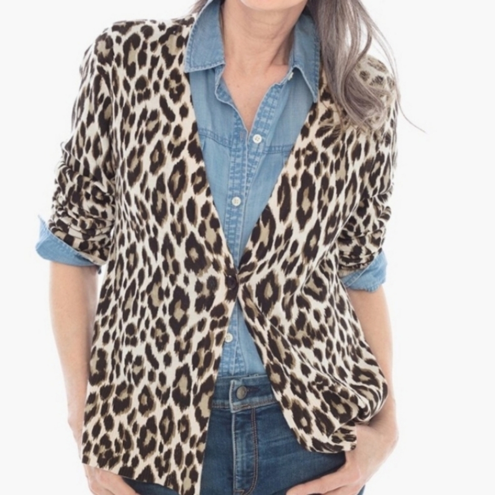 Chico's Abstract Animal Print Reena Cardigan